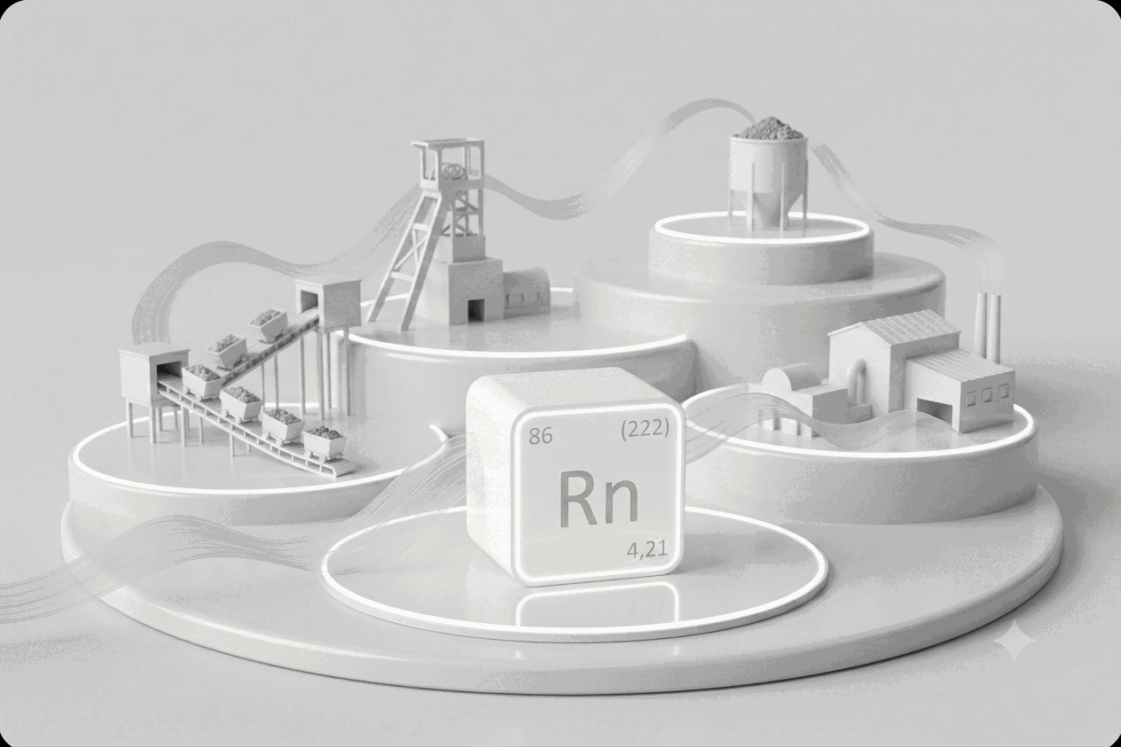 Radon indication in a mining environment